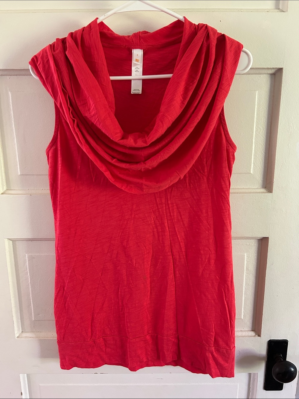 Lucy Sleeveless Raspberry-Red Cowl Neck Women's Top Sz S/M